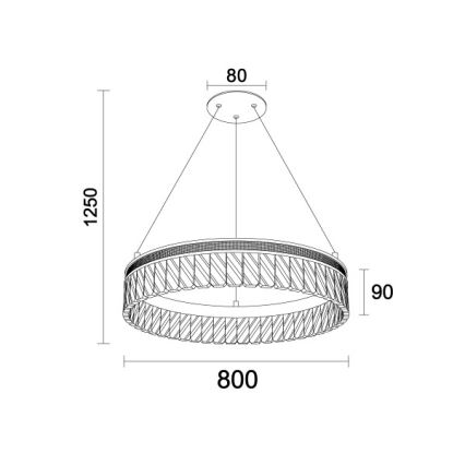 LED dimbare kristallen kroonluchter aan kabel THALIA LED/55W/230V 3000-6000K Ø 80 cm + afstandsbediening