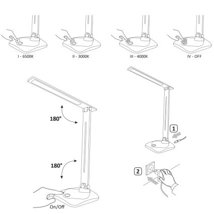 Dimbare LED Aanraak Tafel Lamp TOLEDO LED/8W/230V 3000-6500K