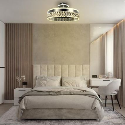 LED Dimbare kristallen hanglamp LED/75W/230V 3000-6500K mat chroom + afstandsbediening