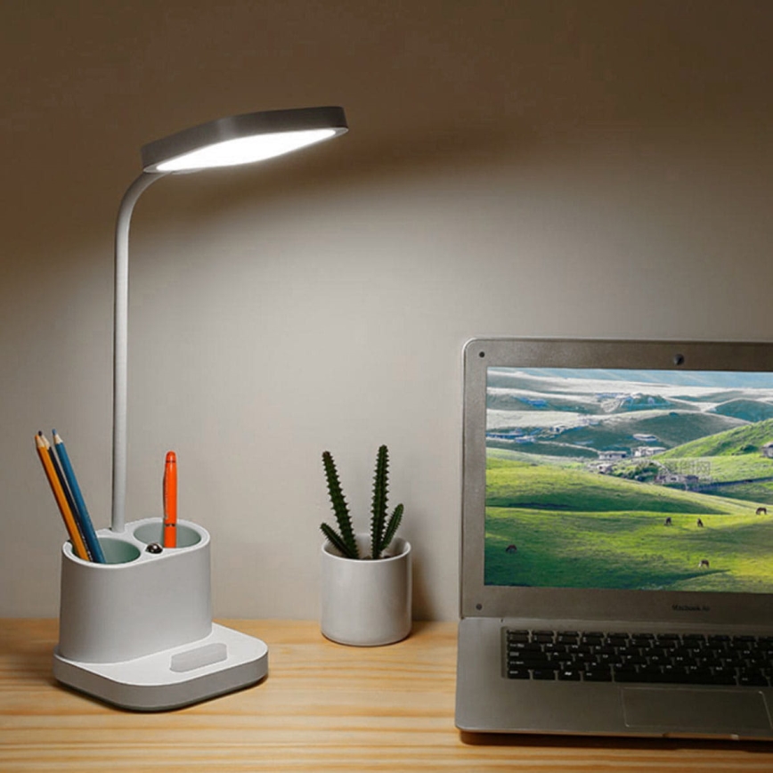 Dimbare LED oplaadbare bureaulamp met houder en powerbank LED/5W/5V 2400mAh