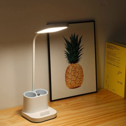Dimbare LED oplaadbare bureaulamp met houder en powerbank LED/5W/5V 2400mAh