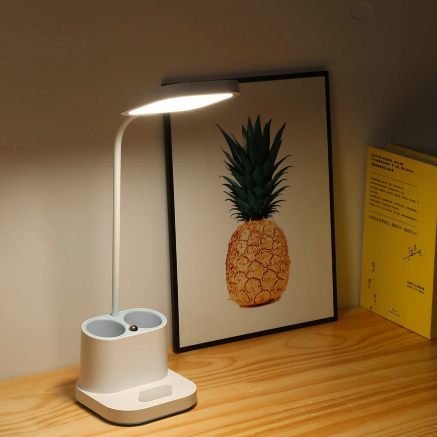 Dimbare LED oplaadbare bureaulamp met houder en powerbank LED/5W/5V 2400mAh