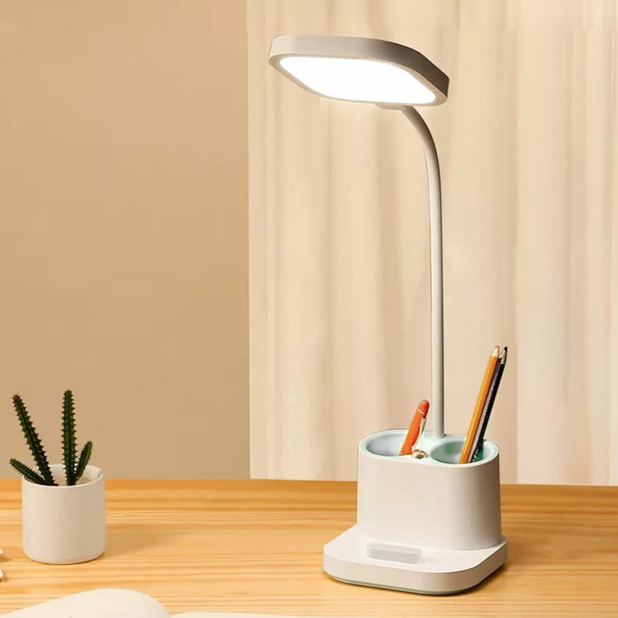 Dimbare LED oplaadbare bureaulamp met houder en powerbank LED/5W/5V 2400mAh
