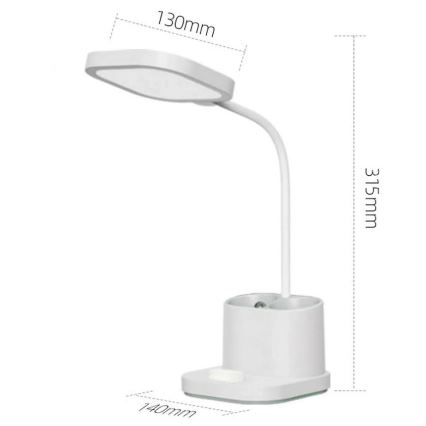 Dimbare LED oplaadbare bureaulamp met houder en powerbank LED/5W/5V 2400mAh
