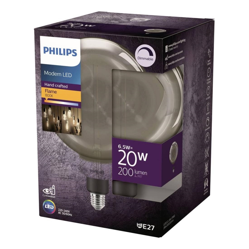 Dimbare LED-filamentlamp G200 E27/6,5W/230V 1800K