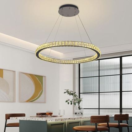 LED Dimbaar kristal Hanglamp aan een touw LED/100W/230V 3000-6500K zilver + afstandsbediening