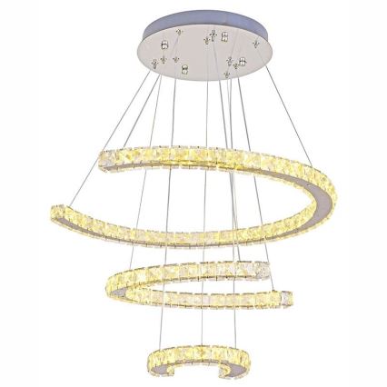 LED Dimbaar kristal Hanglamp aan een touw LED/100W/230V 3000-6500K zilver + afstandsbediening