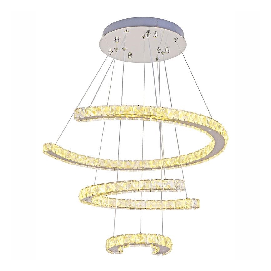 LED Dimbaar kristal Hanglamp aan een touw LED/100W/230V 3000-6500K zilver + afstandsbediening