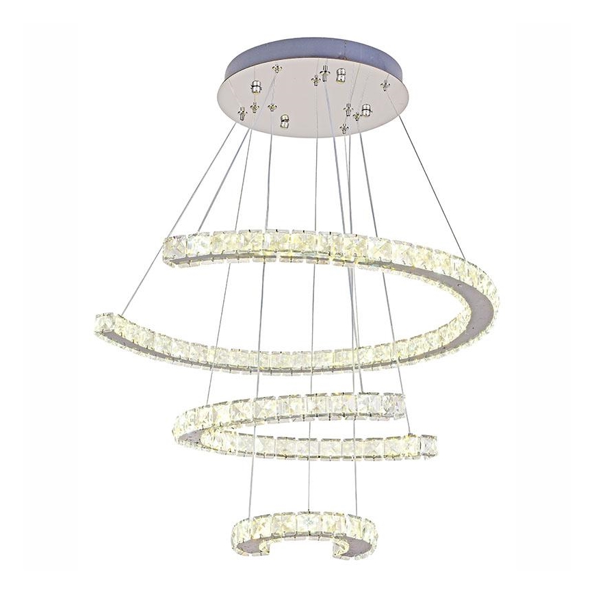 LED Dimbaar kristal Hanglamp aan een touw LED/100W/230V 3000-6500K zilver + afstandsbediening
