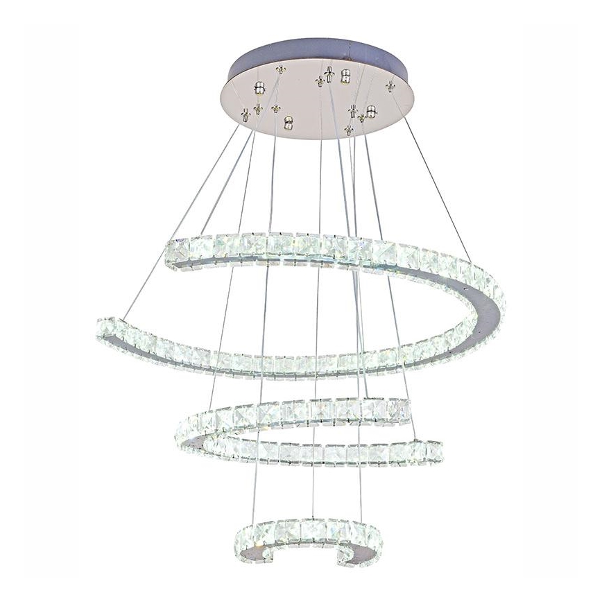 LED Dimbaar kristal Hanglamp aan een touw LED/100W/230V 3000-6500K zilver + afstandsbediening