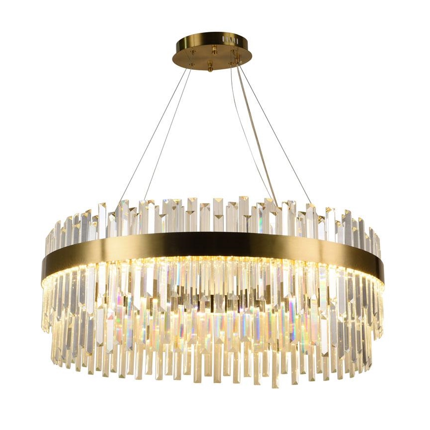 LED Dimbaar kristal Hanglamp aan een touw LED/110W/230V 3000-6500K goud + afstandsbediening