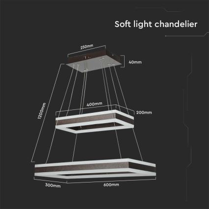 Dimbare LED hanglamp aan een koord LED/113W/230V 3000K bruin
