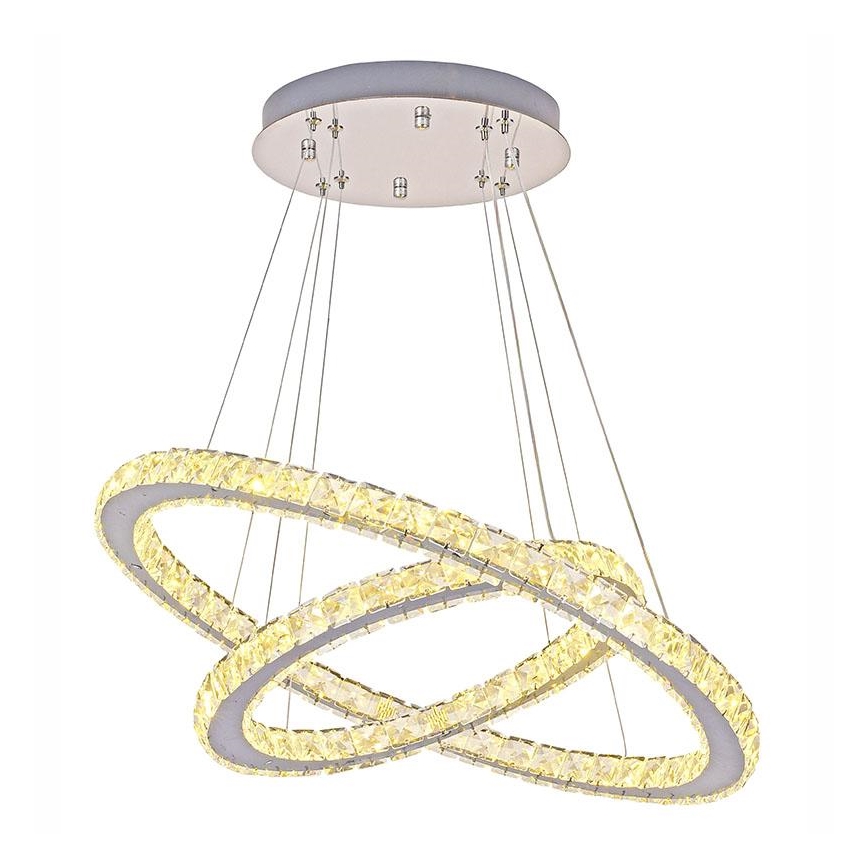 LED Dimbaar kristal Hanglamp aan een touw LED/115W/230V 3000-6500K zilver + afstandsbediening
