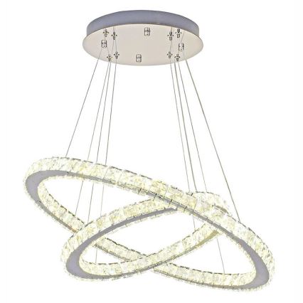 LED Dimbaar kristal Hanglamp aan een touw LED/115W/230V 3000-6500K zilver + afstandsbediening