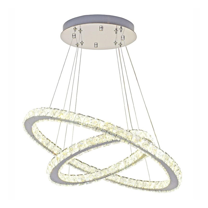 LED Dimbaar kristal Hanglamp aan een touw LED/115W/230V 3000-6500K zilver + afstandsbediening