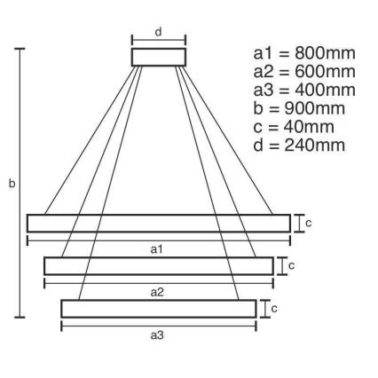 Dimbare LED hanglamp aan een koord LED/125W/230V 3000-6500K diameter 80 cm + afstandsbediening