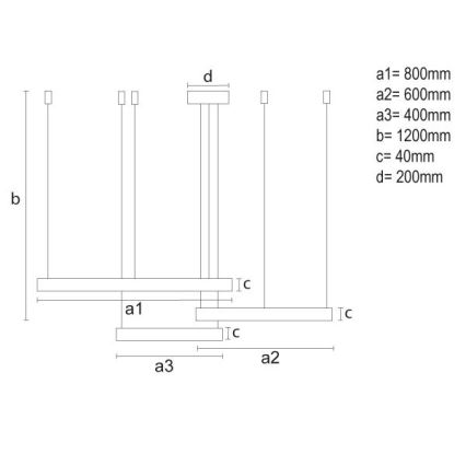 Dimbare LED hanglamp aan een koord LED/125W/230V 3000-6500K diameter 80 cm + afstandsbediening