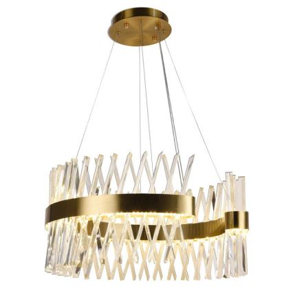 LED Dimbaar kristal Hanglamp aan een touw LED/130W/230V 3000-6500K goud + afstandsbediening