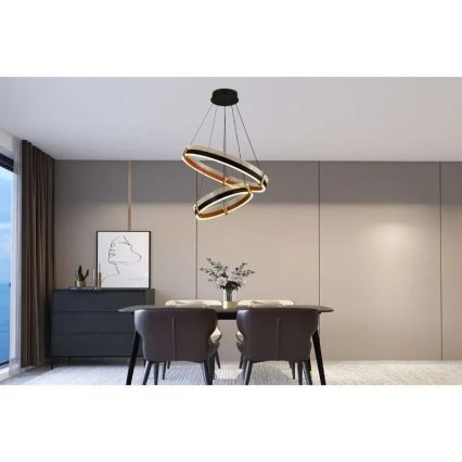 Dimbare LED hanglamp aan een koord LED/140W/230V 3000-6500K diameter 60 cm + afstandsbediening