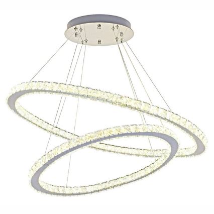 LED Dimbaar kristal Hanglamp aan een touw LED/160W/230V 3000-6500K zilver + afstandsbediening