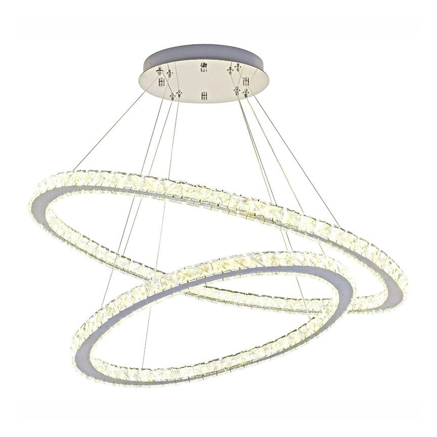 LED Dimbaar kristal Hanglamp aan een touw LED/160W/230V 3000-6500K zilver + afstandsbediening