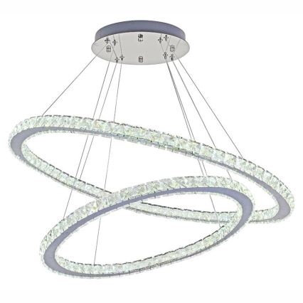 LED Dimbaar kristal Hanglamp aan een touw LED/160W/230V 3000-6500K zilver + afstandsbediening