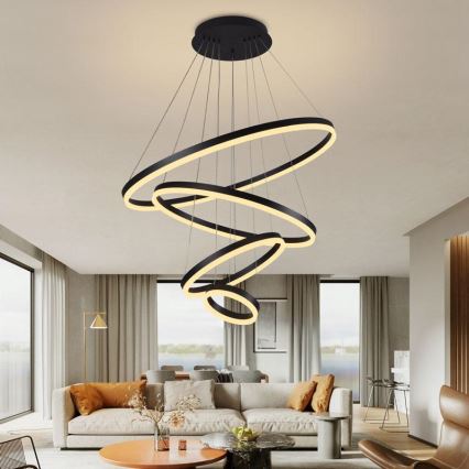 Dimbare LED hanglamp aan een koord LED/165W/230V 3000-6500K diameter 80 cm + afstandsbediening