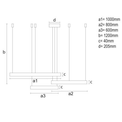 Dimbare LED hanglamp aan een koord LED/170W/230V 3000-6500K diameter 100 cm + afstandsbediening