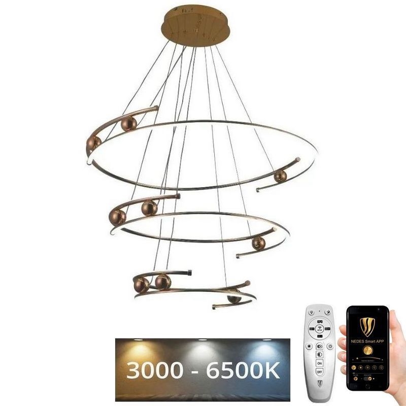 Dimbare LED hanglamp aan een koord LED/170W/230V 3000-6500K diameter 80 cm + afstandsbediening