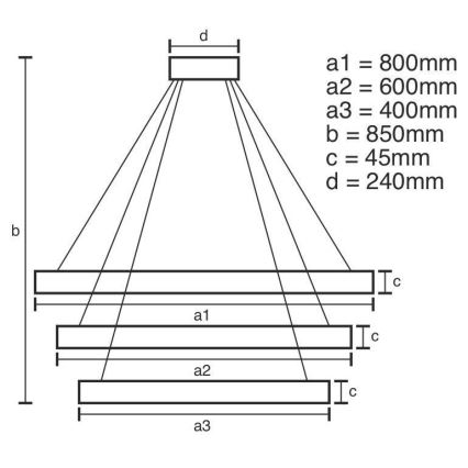 Dimbare LED hanglamp aan een koord LED/220W/230V 3000-6500K diameter 80 cm + afstandsbediening