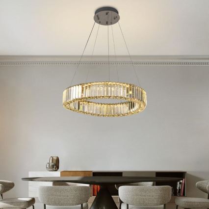 LED Dimbare kristallen hanglamp aan een snoer LED/40W/230V 3000-6500K glanzend chroom + afstandsbediening