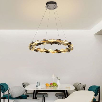 LED Dimbaar kristal Hanglamp aan een touw LED/40W/230V 3000-6500K chroom + afstandsbediening