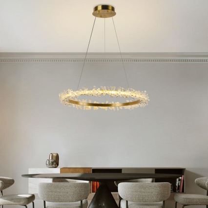 LED Dimbaar kristal Hanglamp aan een touw LED/40W/230V 3000-6500K goud + afstandsbediening