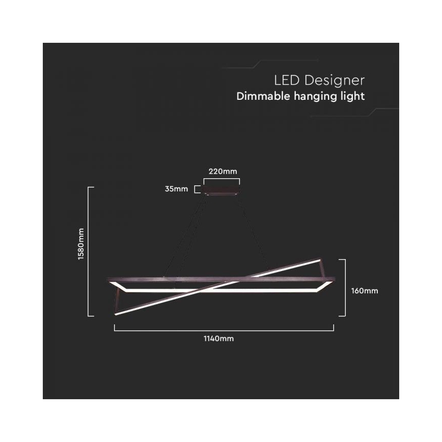 Dimbare LED hanglamp aan een koord LED/45W/230V 3000K 114 cm zwart