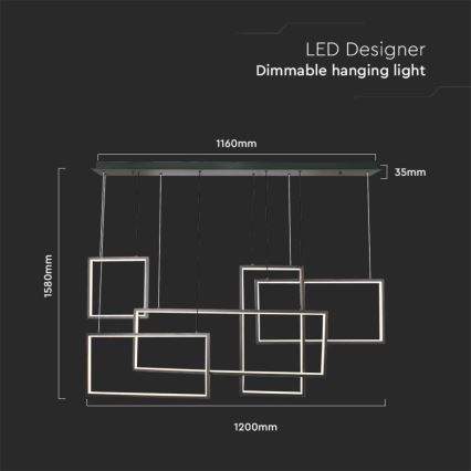 Dimbare LED hanglamp aan een koord LED/45W/230V 3000K zwart