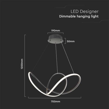 Dimbare LED hanglamp aan een koord LED/50W/230V 3000K zwart