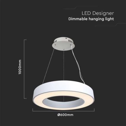 Dimbare LED hanglamp aan een koord LED/50W/230V 4000K diameter 60 cm wit