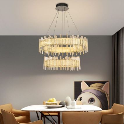 LED Dimbaar kristal Hanglamp aan een touw LED/65W/230V 3000-6500K + afstandsbediening