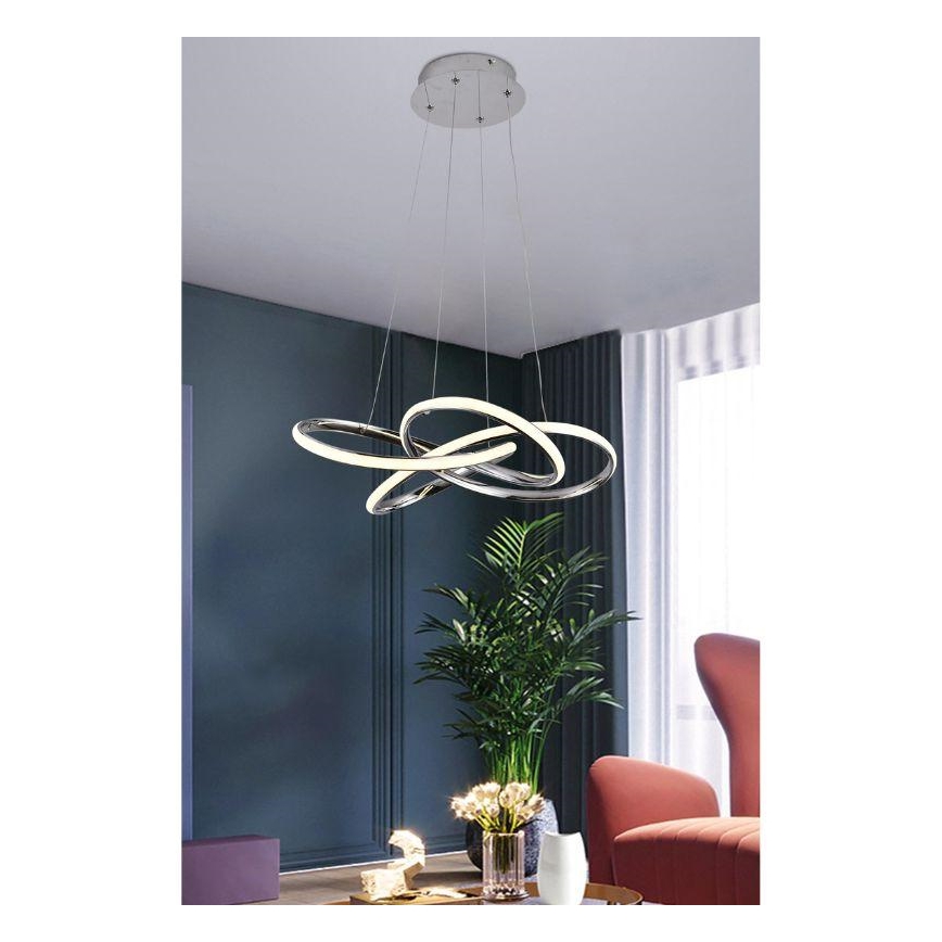 Dimbare LED hanglamp aan een koord LED/65W/230V 3000-6500K chroom + afstandsbediening