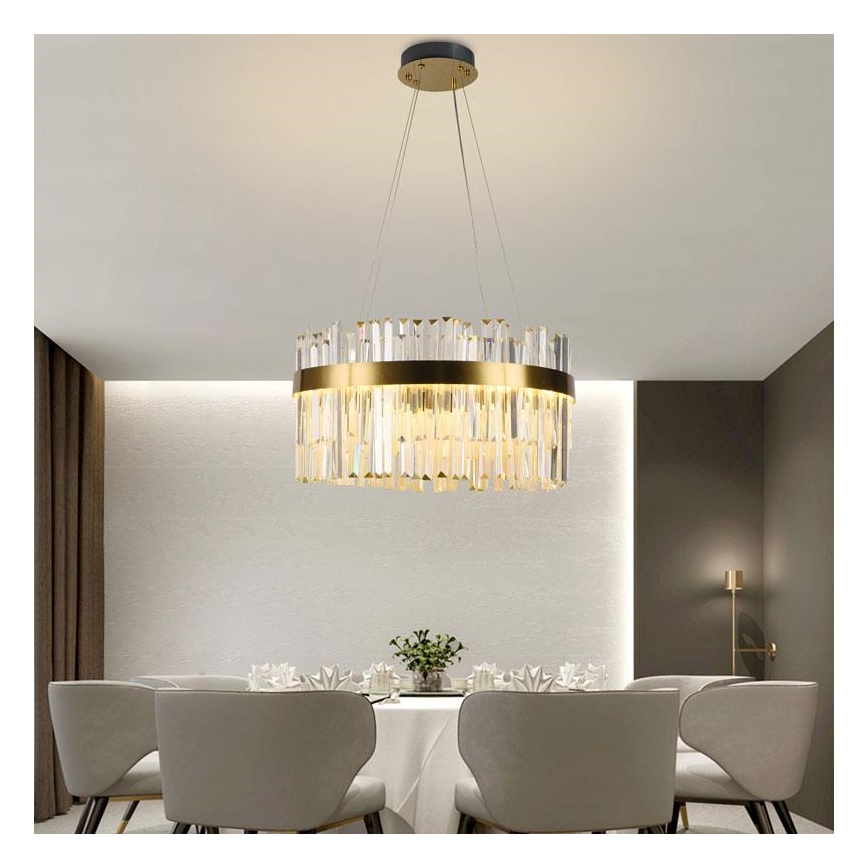 LED Dimbaar kristal Hanglamp aan een touw LED/70W/230V 3000-6500K goud + afstandsbediening