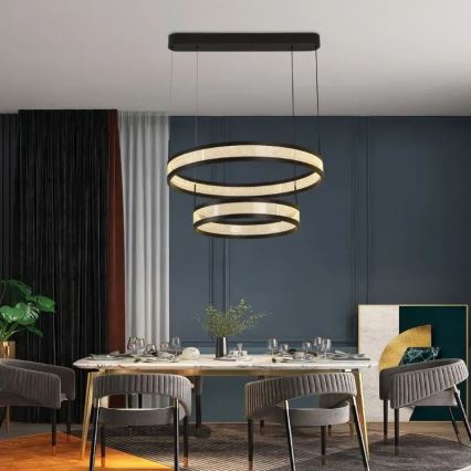 Dimbare LED hanglamp aan een koord LED/70W/230V 3000-6500K diameter 60 cm zwart + afstandsbediening