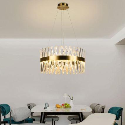 LED Dimbaar kristal Hanglamp aan een touw LED/80W/230V 3000-6500K goud + afstandsbediening