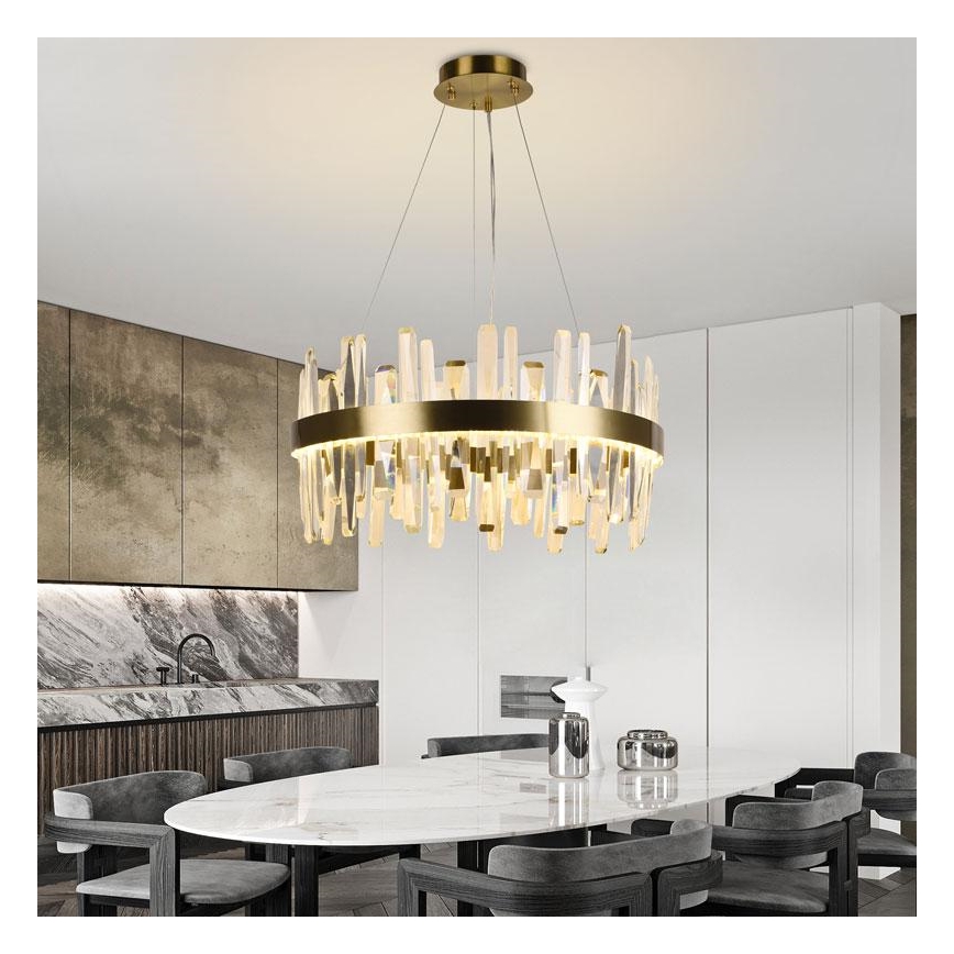 LED Dimbaar kristal Hanglamp aan een touw LED/80W/230V 3000-6500K goud + afstandsbediening