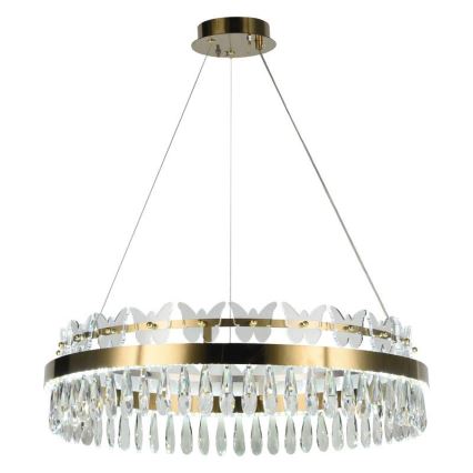 LED Dimbaar kristal Hanglamp aan een touw LED/80W/230V 3000-6500K goud + afstandsbediening