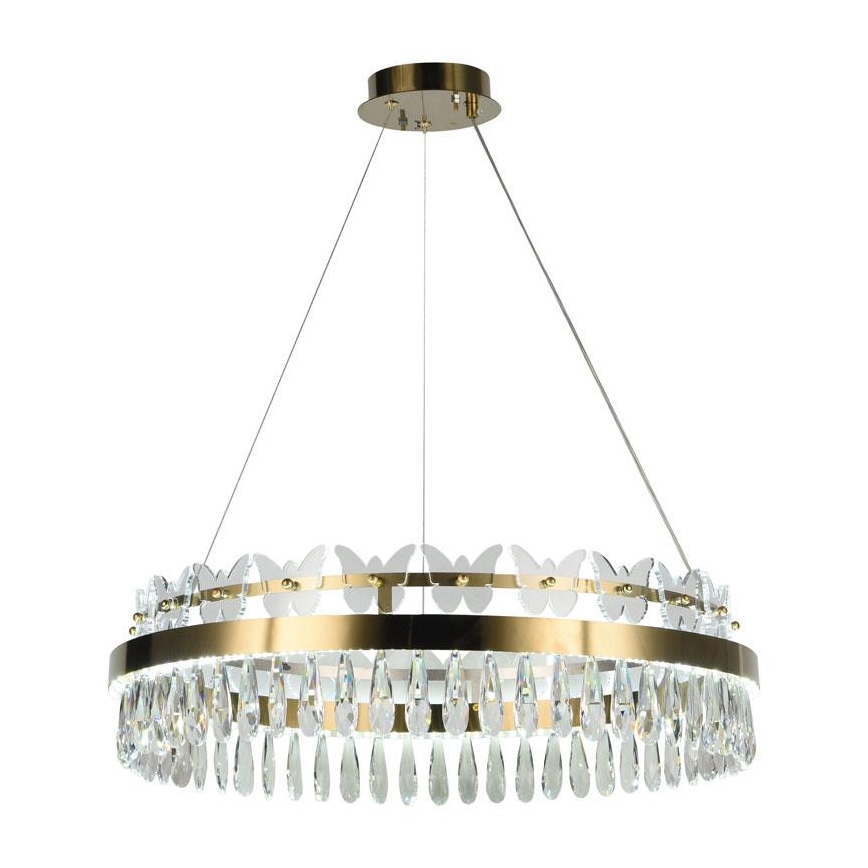 LED Dimbaar kristal Hanglamp aan een touw LED/80W/230V 3000-6500K goud + afstandsbediening