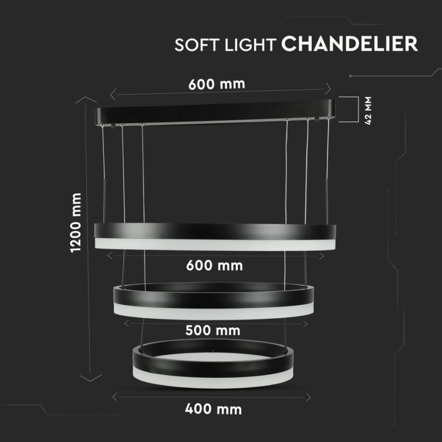 Dimbare LED hanglamp aan een koord LED/86W/230V 3000K zwart