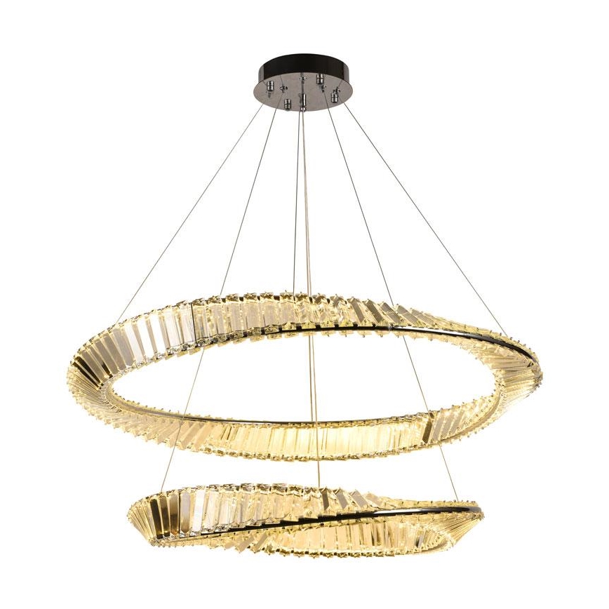 LED Dimbare kristallen hanglamp aan een snoer LED/90W/230V 3000-6500K glanzend chroom + afstandsbediening