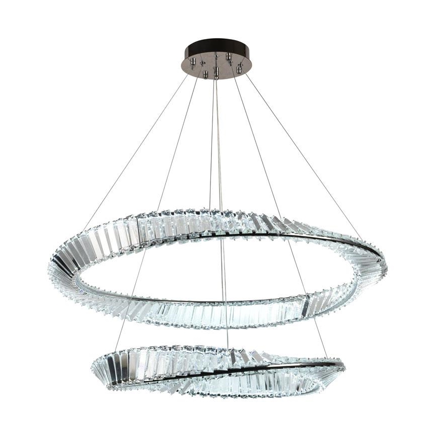 LED Dimbare kristallen hanglamp aan een snoer LED/90W/230V 3000-6500K glanzend chroom + afstandsbediening