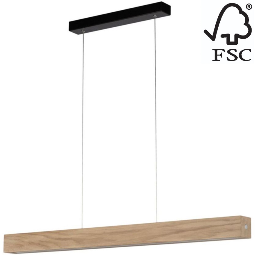 Dimbare LED hanglamp aan een koord LEON 3xLED/18W/230V eiken – FSC gecertificeerd