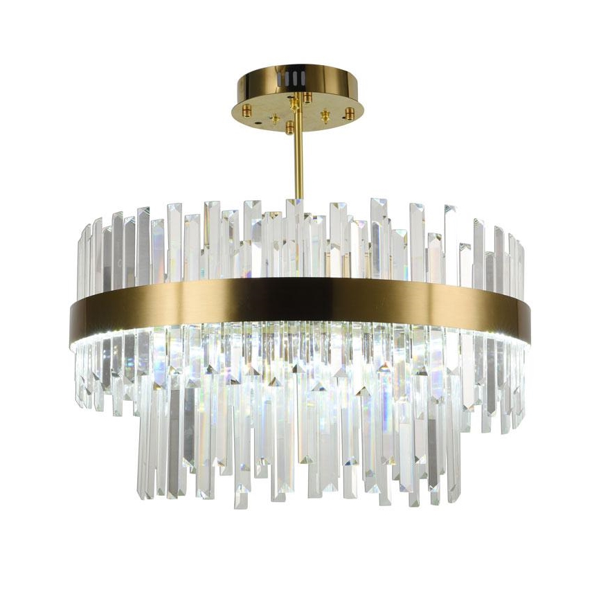 LED Dimbaar kristal Hanglamp on a pole LED/80W/230V 3000-6500K goud + afstandsbediening